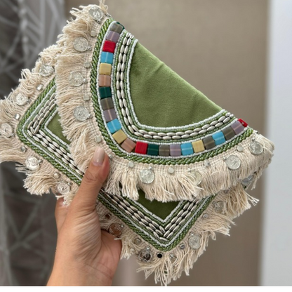 Women Ethnic Embellished Handmade Boho Designer Clutch Bag Bohemian Crossbody Purse