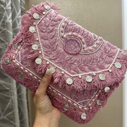 Women Ethnic Embellished Handmade Boho Designer Clutch Bag Bohemian Crossbody Purse