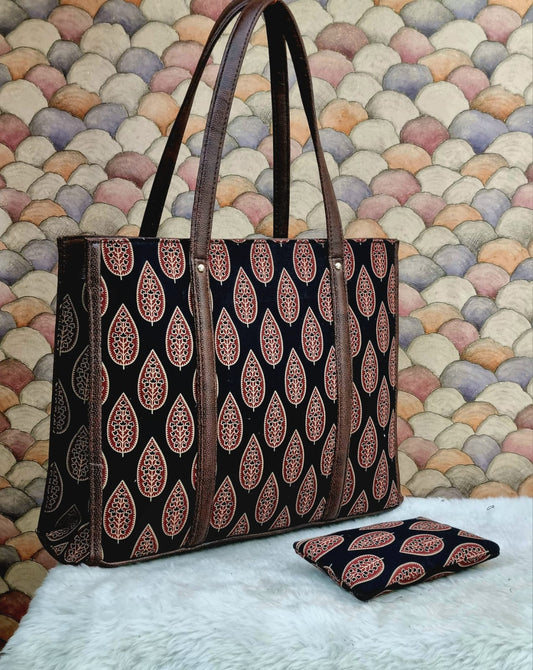 black handcrafted tote bag