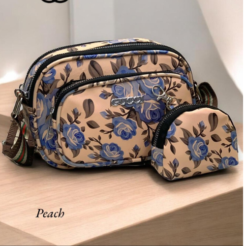 floral print sling bag
beige color