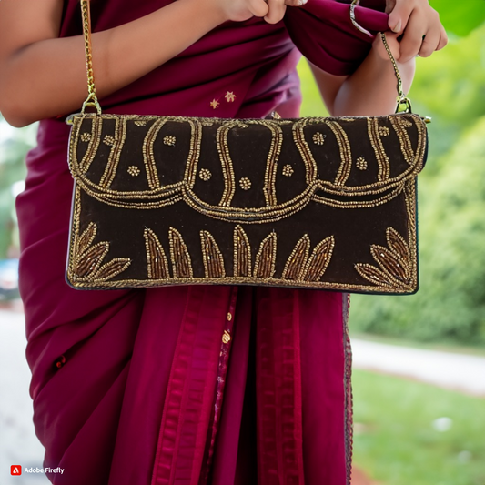 handcrafted wedding clutch
brown color