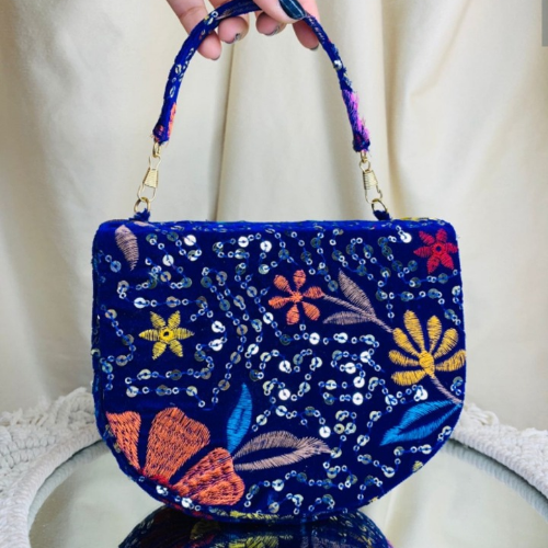 blue color handbag for girls