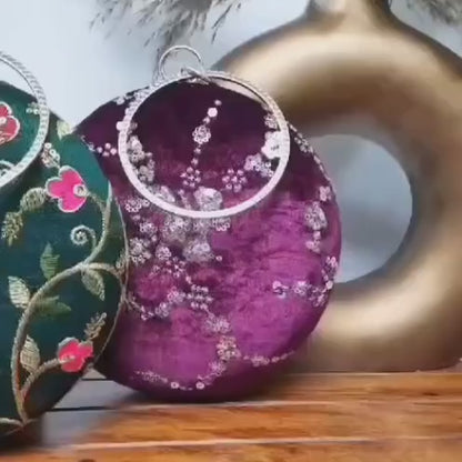 Ethnic Round Clutches | Bridal Wedding Cultch | Emboridery Work |